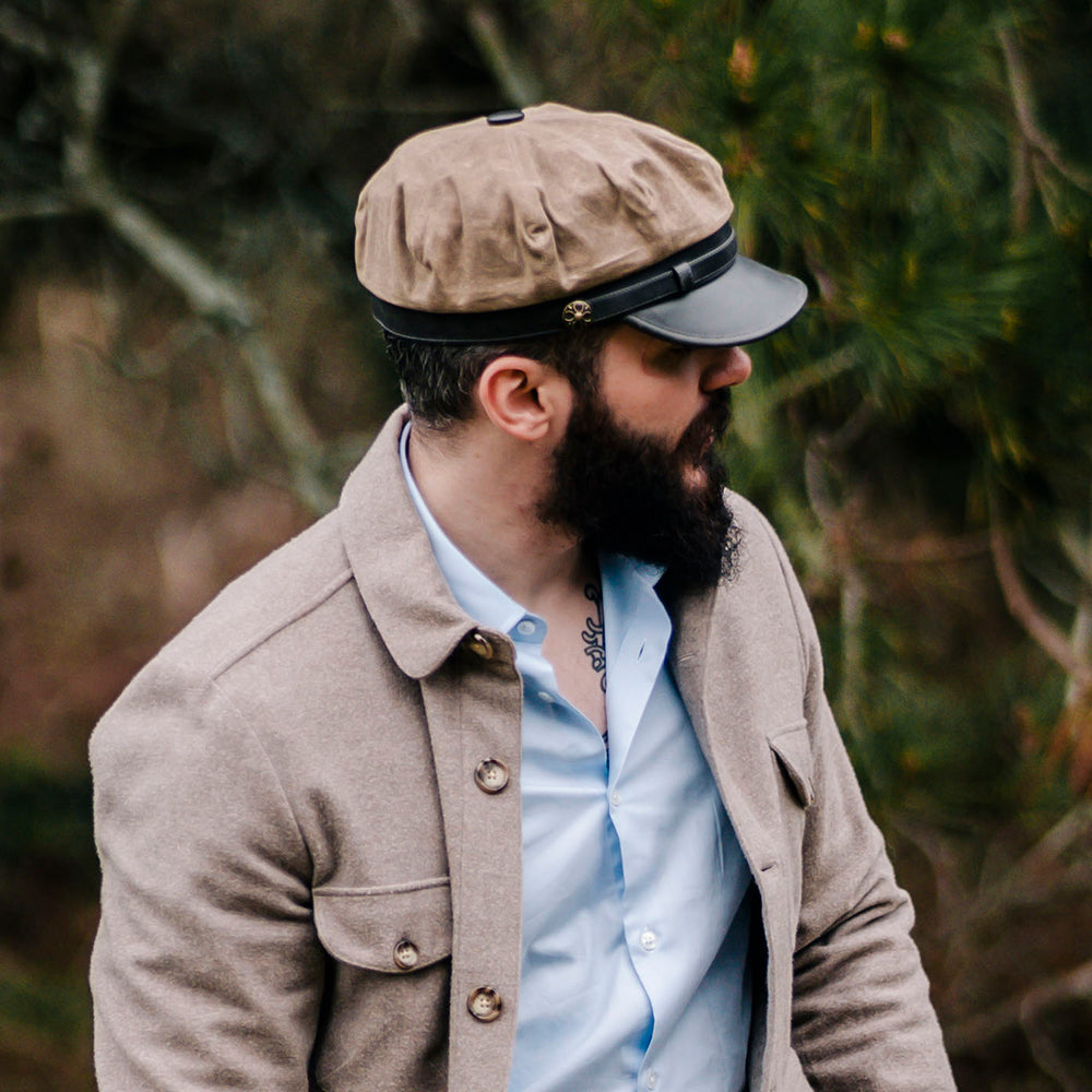 British Tan Waxed Cotton Motorcycle Cap - Image 8