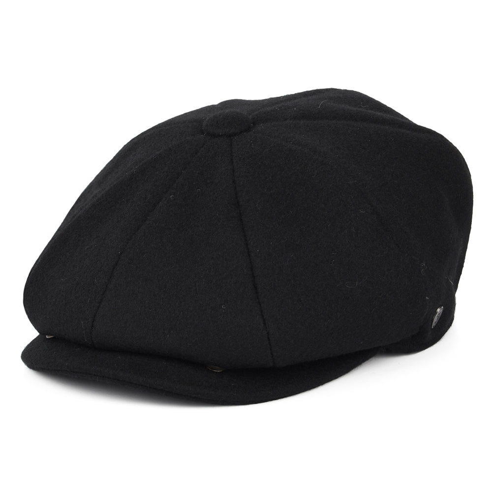 Black Melton Wool Newsboy Cap