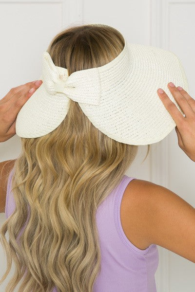 FOLDABLE WIDE BRIM BOW VISOR SUN HATS - Image 4