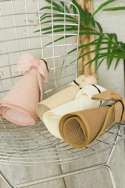 FOLDABLE WIDE BRIM BOW VISOR SUN HATS