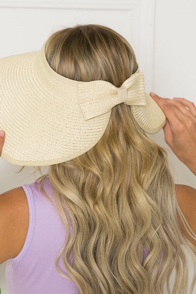 FOLDABLE WIDE BRIM BOW VISOR SUN HATS - Image 2