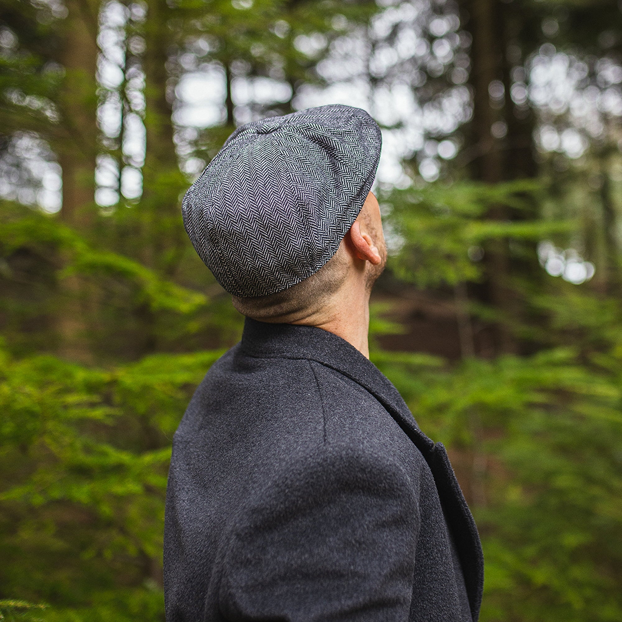 Grey Herringbone Newsboy Cap - Image 5