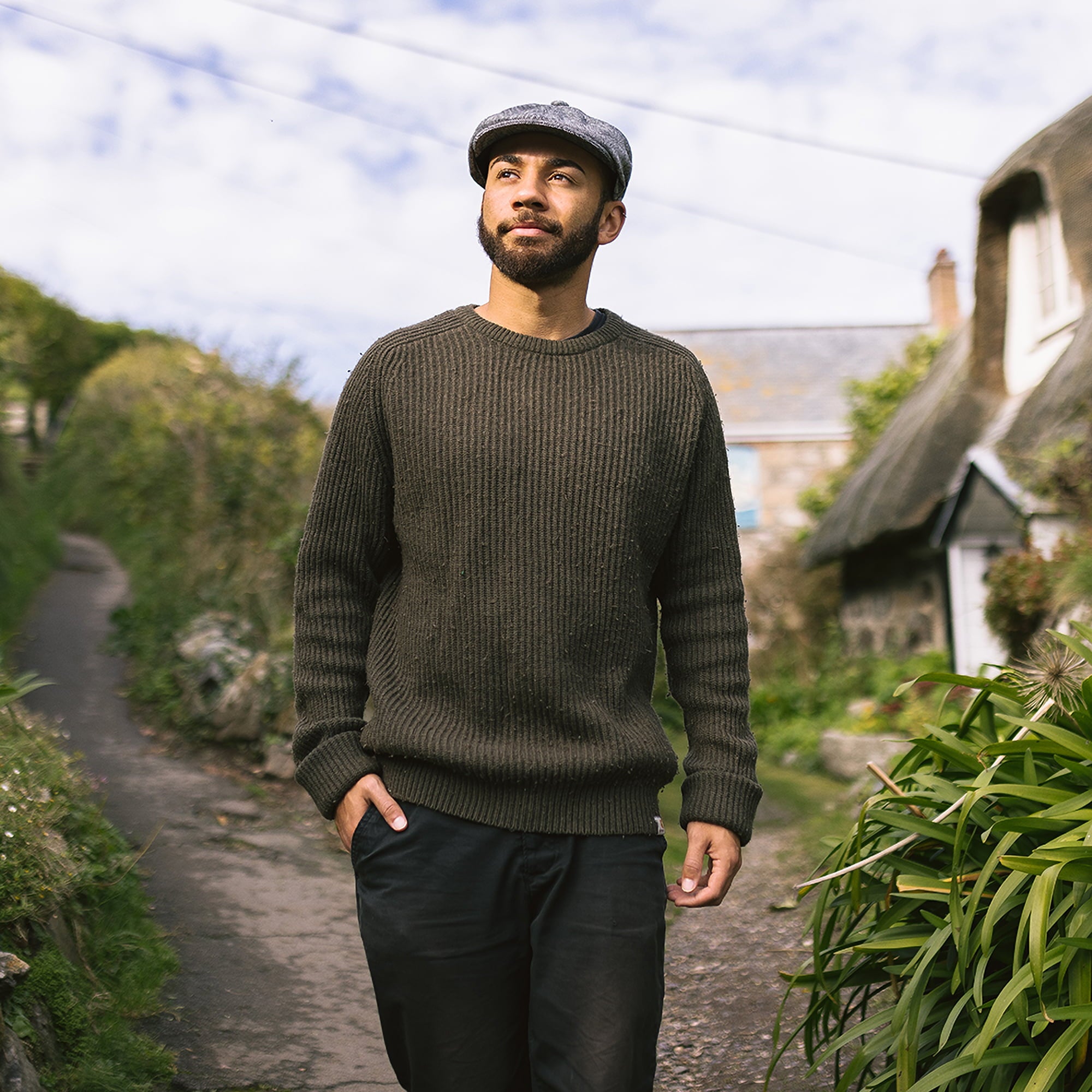 Black Marl Tweed Newsboy Cap - Image 6