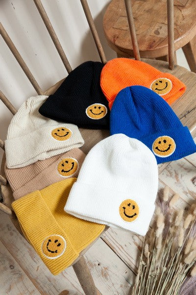 SMILEY FACE BEANIE HATS - HAPPY FACE BEANIE HATS
